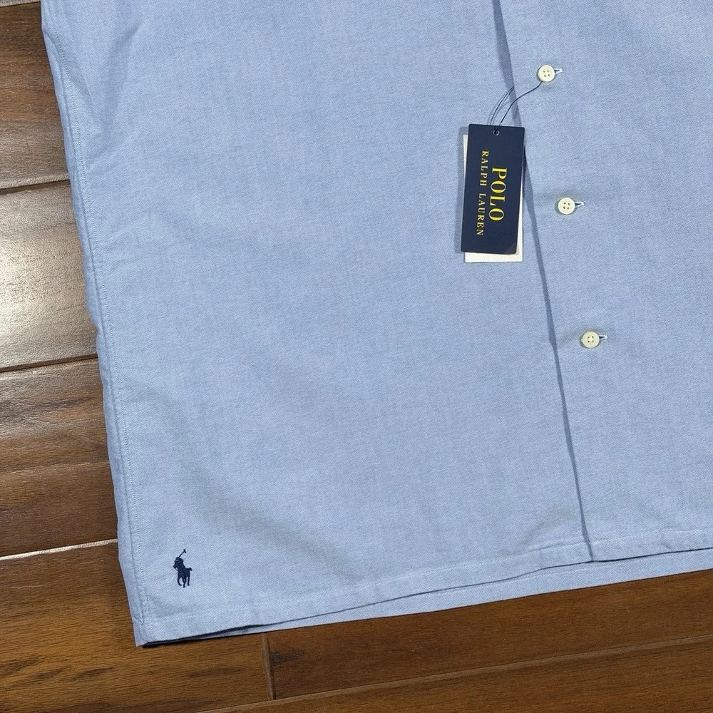 Polo Ralph Lauren Men's Size XLT Blue‎ Oxford Camp Button Up Shirt S/S